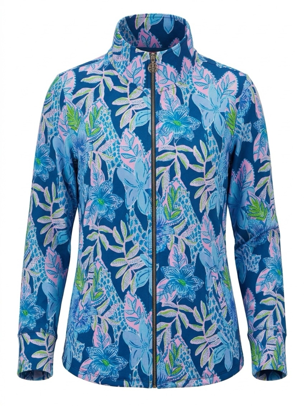 Lilly Pulitzer Navy Jacket with Light Blue, Pink & Green Floral Print